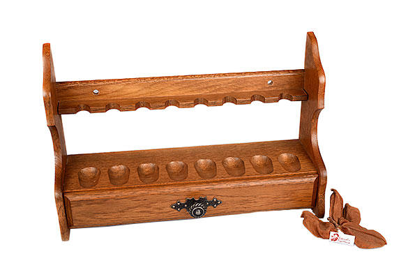 Wooden Pipe Stand for 8 Pipes with one Drawer Estate Wooden Pipe Stand for 8 Pipes with one Drawer Estate