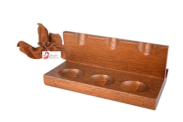 Wooden Pipe Stand for 3 Pipes with storage compartment Estate  Wooden Pipe Stand for 3 Pipes with storage compartment Estate
