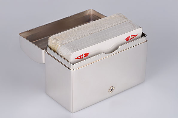 Sillem's Bridgekarten Box mit Spielkarten 925er Sterling Silber