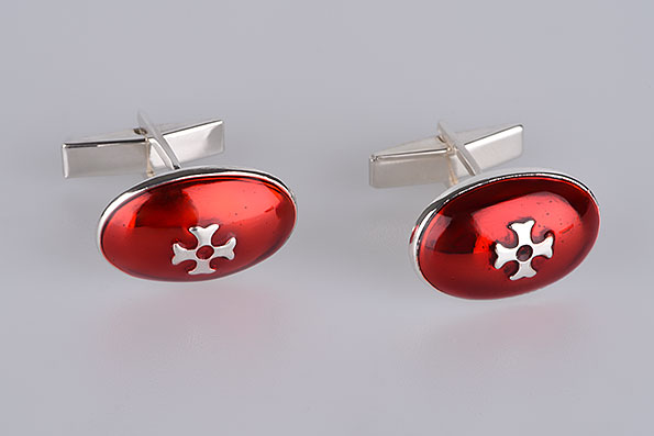 Sillem´s Cufflinks enamel Red 925er Sterling Silver Sillem´s Cufflinks enamel Red 925er Sterling Silver