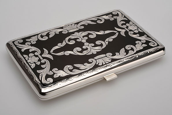 Sillems 1943S 925er Etui fr 6 Zigarillos Schwarz Emaille