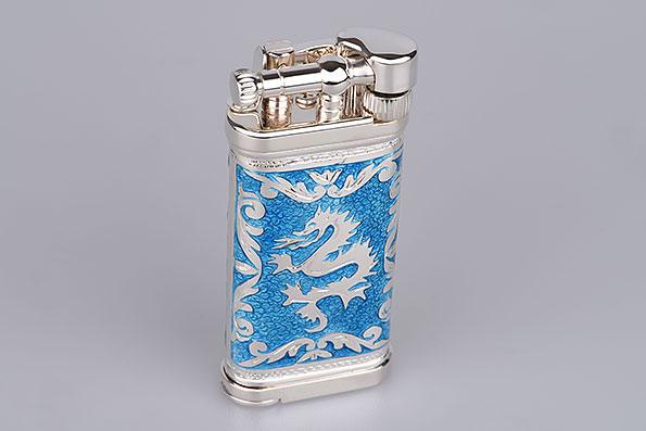 Sillem's 1991AZ Pfeifenfeuerzeug Old Boy LEA 2 Face Dragon Azur