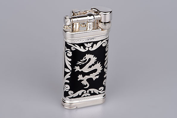 Sillem's 1991S Pfeifenfeuerzeug Old Boy LEA 2 Face Dragon Schwar