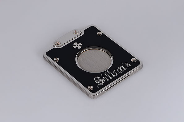 Sillem's Cigar Cutter enamel black silverplated Sillem's Cigar Cutter enamel black silverplated