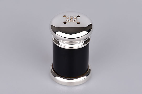 Sillem's Salzstreuer mit Bakelite versilbert Sillem's Salzstreuer mit Bakelite versilbert