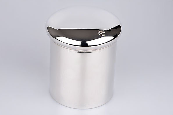 Sillem's Dose rund 8cm Hhe 9cm versilbert