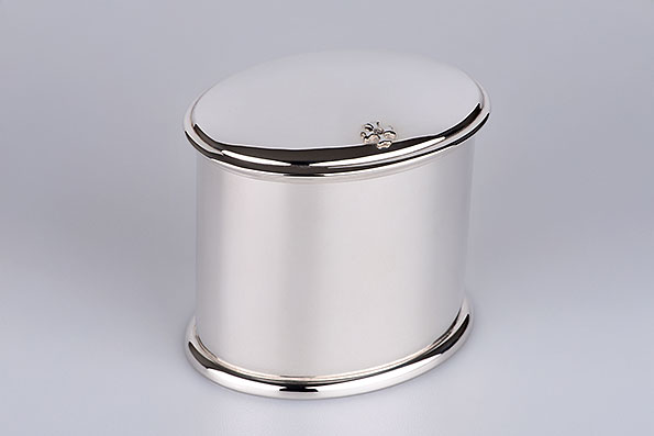 Sillem's Dose Oval Hhe 6cm versilbert
