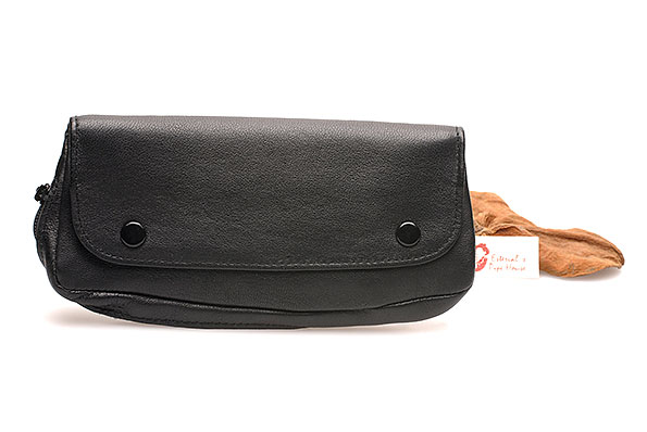 MARTIN WESS GENUINE BLACK LEATHER SMOKING PIPE POUCH VELVET BAG ** NEW ** 