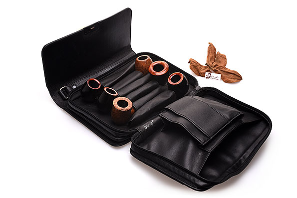Martin Wess Design Leder Pfeifentasche Best�ckt mit sechs Pfeifen Innenleben