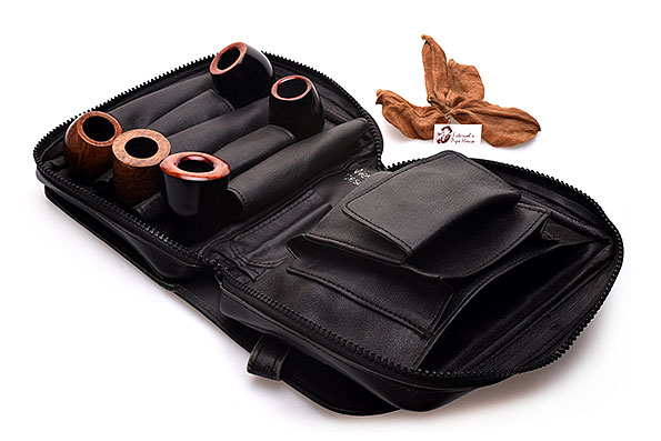 Martin Wess Design Leder Pfeifentasche Innenansicht best�ckt mit f�nf Pfeifen